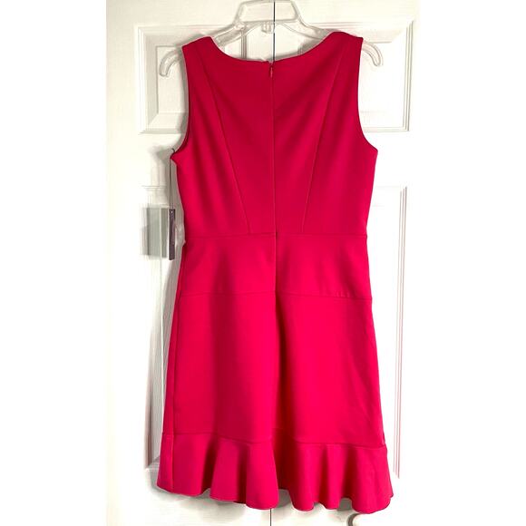 Jennifer Lopez Dress in Electric Pink Ruffle V Neck‎ Sundress Size 8 - Picture 4 of 14